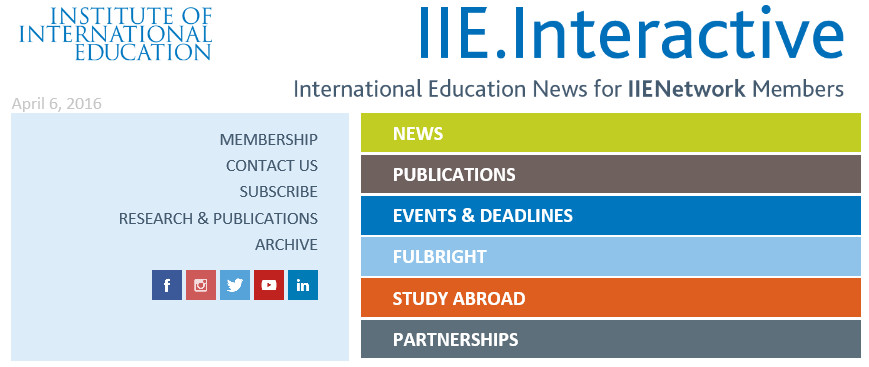 Institute of International Education - Newsletter - April 2016
